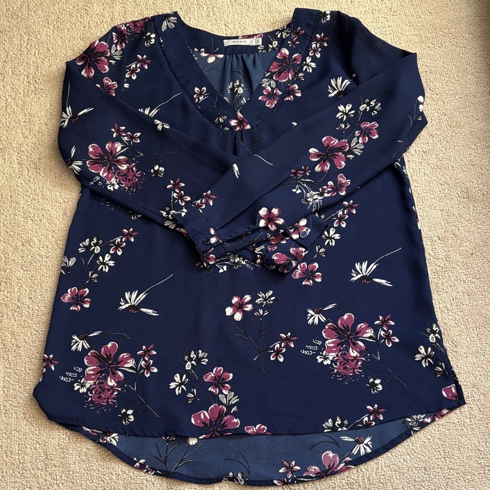 Ricki's Navy Floral Blouse
